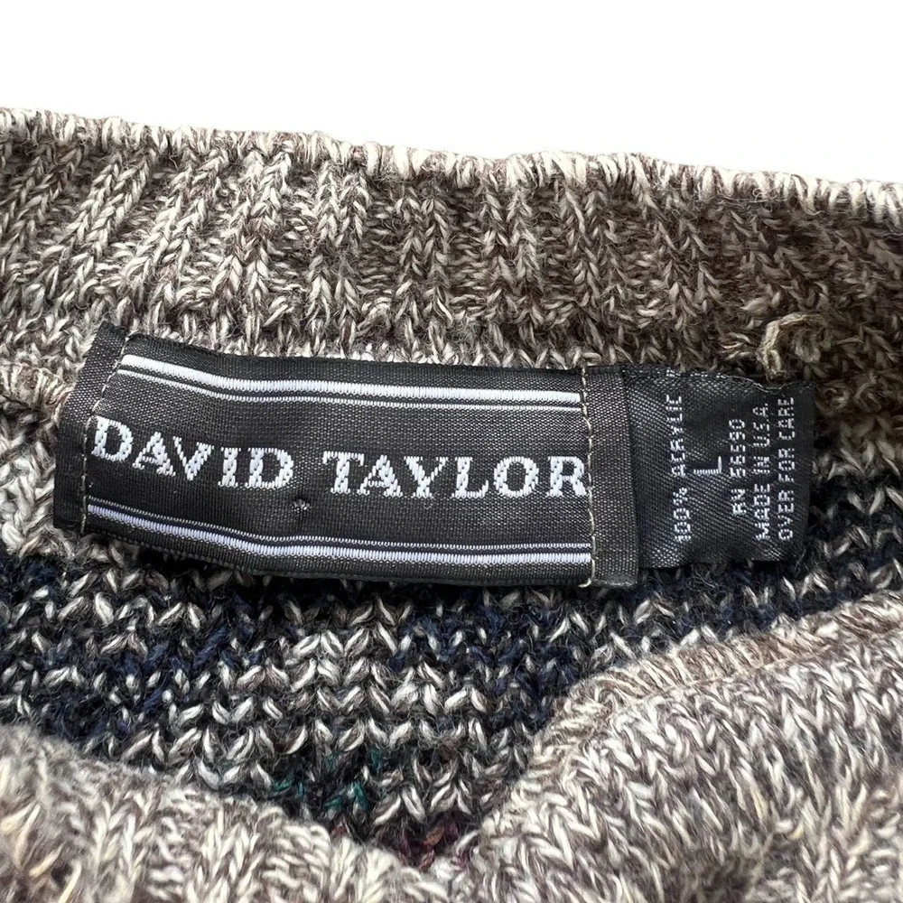 Vintage 90s Fair Isle Grandpa Sweater David Taylor - Size Large